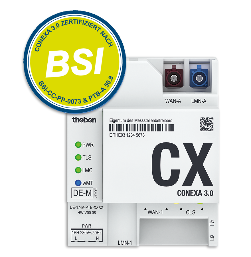 Produktbild CONEXA 3.0 mit BSI Zertifizierungsstempel